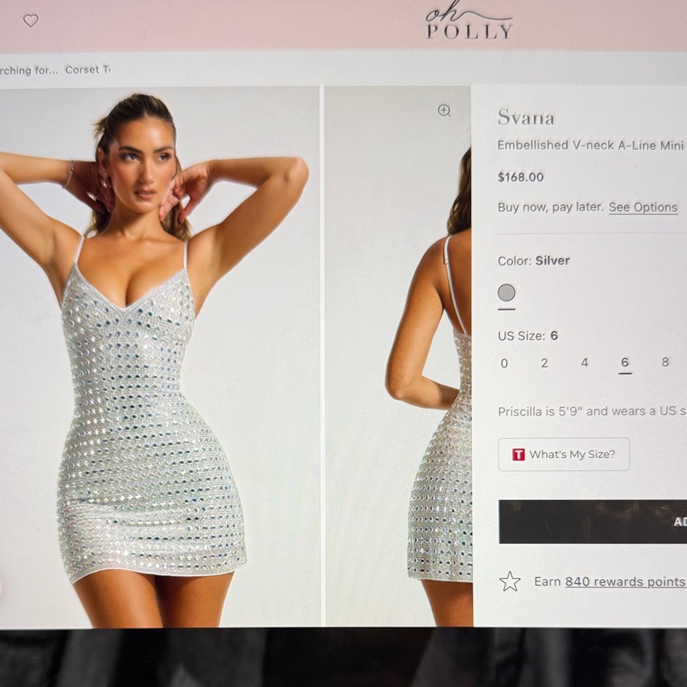 NWT: Oh Polly Silver Sparkle Mini Prom Dress